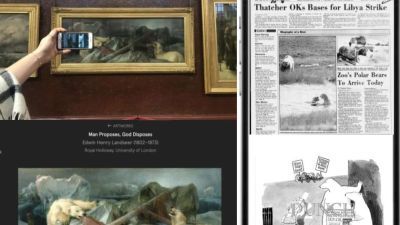 Image of phone taking a photo of a painting